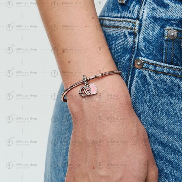 Pandora Sparkling Infinity Heart Dangle Charm|Two-tone - Picture 6 of 7